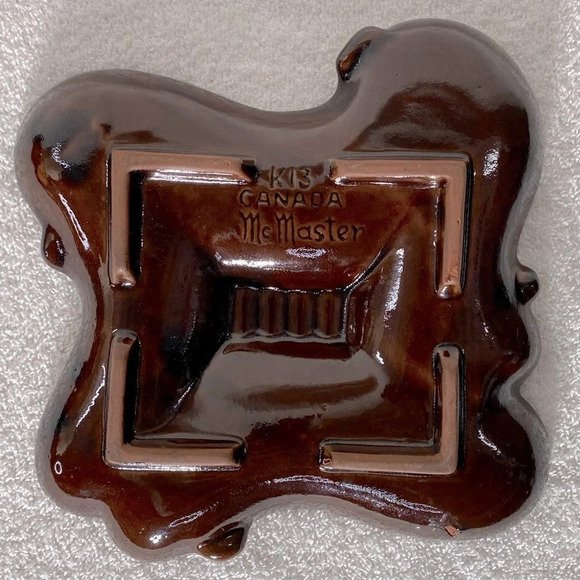 Vintage MCM K13 Canada McMaster Orange Brown Glaze Ceramic  Ashtray Trinket Dish - Picture 2 of 12